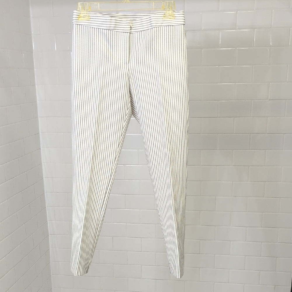 Striped White and Gray Womens Pants